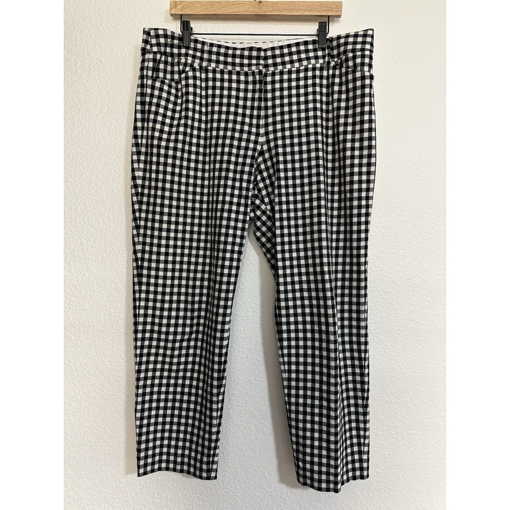 Talbots Black & White Checkered Plaid Cotton Pants‎ 16 Hampshire Ankle Curvy